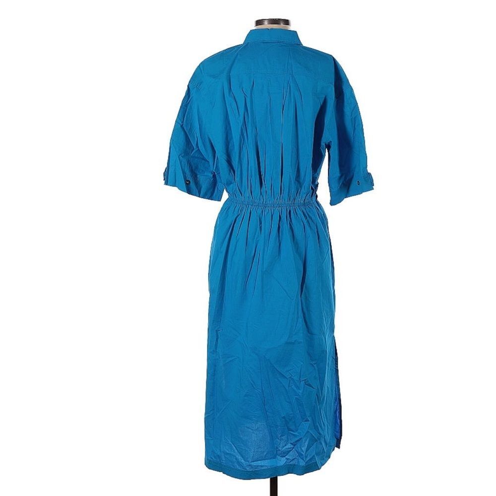 Etica 100% Organic Cotton Poplin Tina Midi Shirt Dress Blue Small - Picture 3 of 9